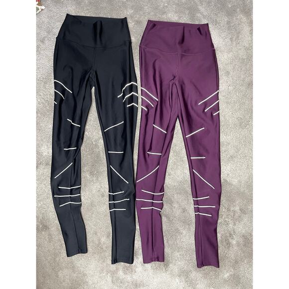Alo Yoga Full Length Leggings Womens Size XS Black Purple Athletic Athleisure - Picture 1 of 4